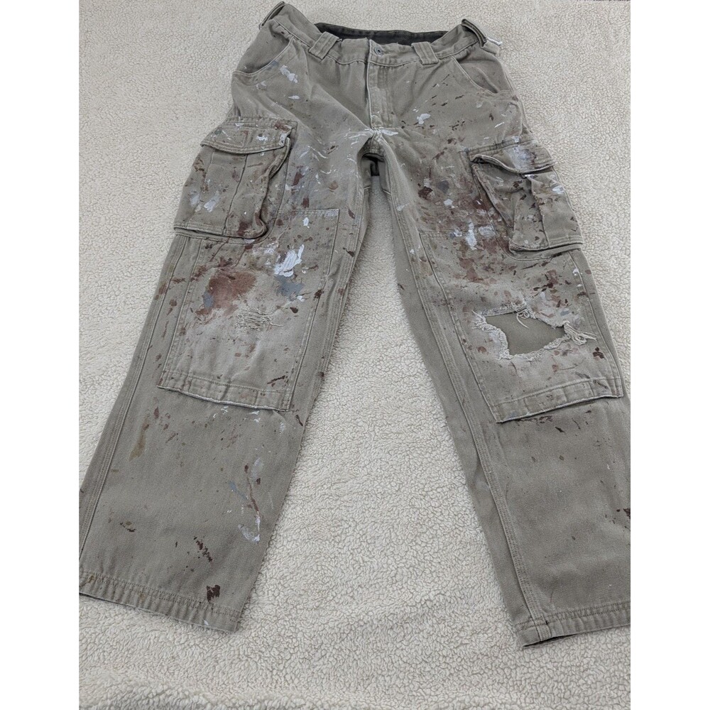 Duluth Trading Distressed/ Work Wear Thrashed Grunge 32 X 30  Heavyweight Canvas